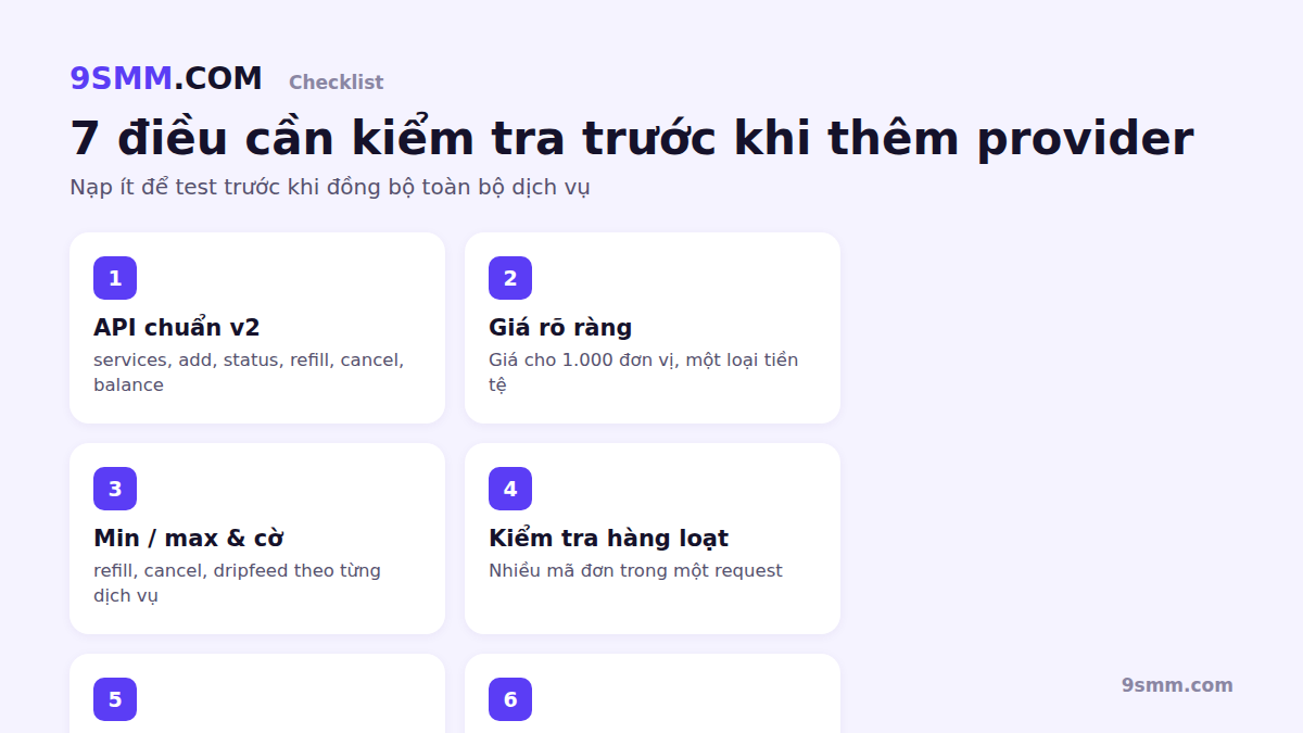 Checklist chọn SMM API provider uy tín